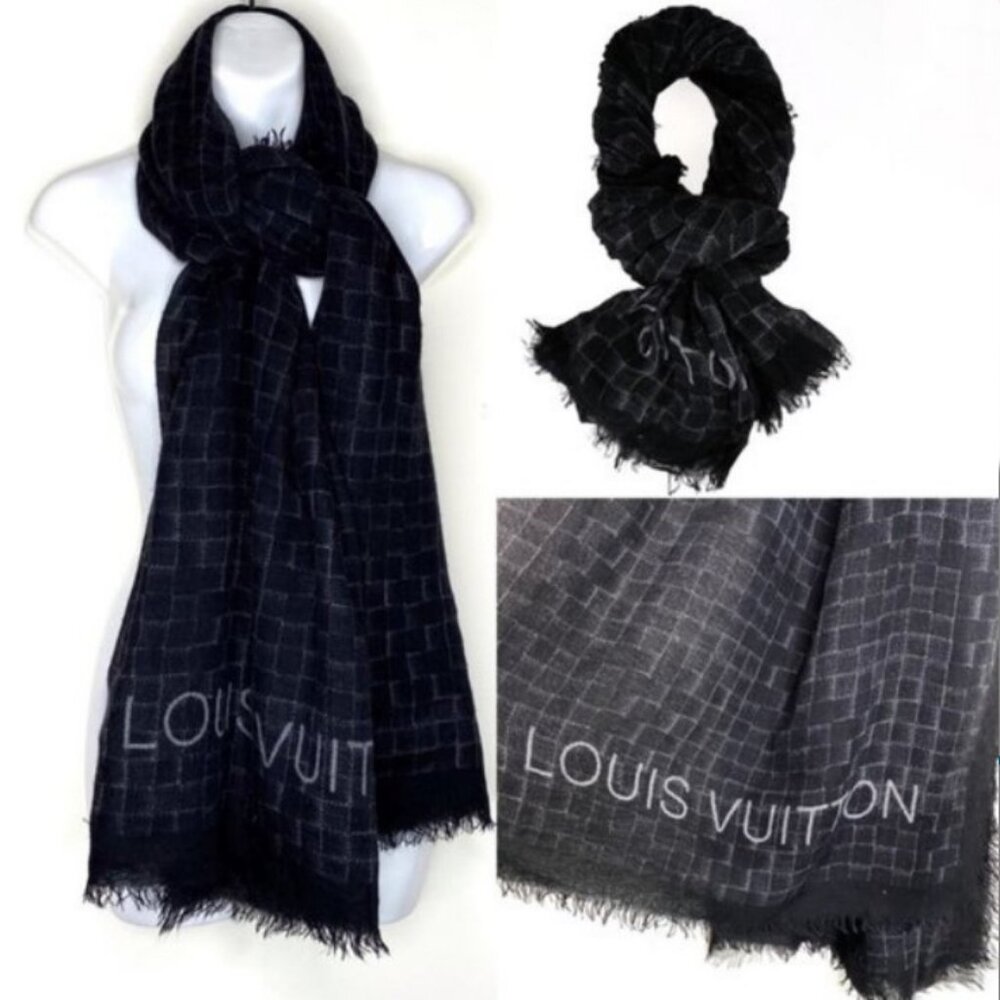 Louis Vuitton Silk & Cashmere Etole Damier Oversized Scarf 80" x 54" - Picture 8 of 9